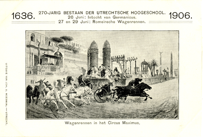 220604 Afbeelding van de wagenrennen in het Circus Maximus te Rome, het thema van het openluchtspel bij het 54e lustrum ...